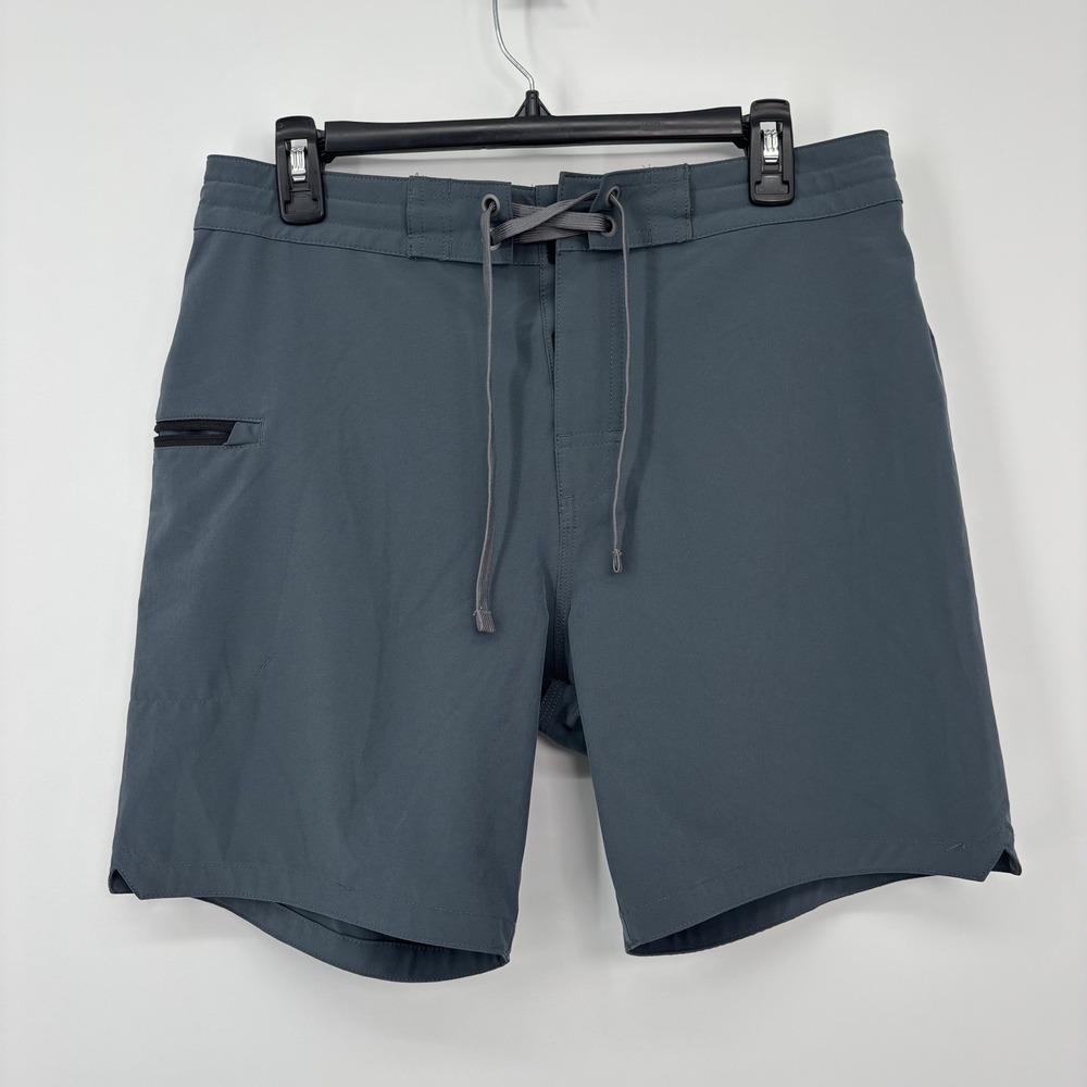 prAna Fenton Board Shorts‎ Men's Size 31 Grey Blue Standard Fit Swim Trunks